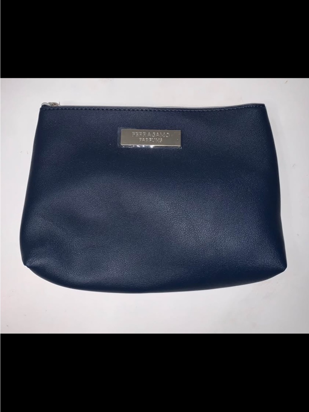 Salvatore Ferragamo Navy Leather Toiletry Pouch